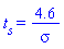 t[s] = 4.6/sigma