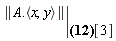 eval(LinearAlgebra[Norm](A.`<,>`(x, y)), ({lambda = -(1/4)*34^(1/2)+(1/4)*26^(1/2), x = (1/442)*(97682+1105*34^(1/2)*26^(1/2))^(1/2), y = (1/3094)*(97682+1105*34^(1/2)*26^(1/2))^(1/2)*(2*(-(1/4)*34^(1/2)+(1/4)*26^(1/2))^2-5)}, {lambda = -(1/4)*34^(1/2)+(1/4)*26^(1/2), x = -(1/442)*(97682+1105*34^(1/2)*26^(1/2))^(1/2), y = -(1/3094)*(97682+1105*34^(1/2)*26^(1/2))^(1/2)*(2*(-(1/4)*34^(1/2)+(1/4)*26^(1/2))^2-5)}, {lambda = -(1/4)*34^(1/2)-(1/4)*26^(1/2), x = (1/442)*(97682-1105*34^(1/2)*26^(1/2))^(1/2), y = (1/3094)*(97682-1105*34^(1/2)*26^(1/2))^(1/2)*(2*(-(1/4)*34^(1/2)-(1/4)*26^(1/2))^2-5)}, {lambda = -(1/4)*34^(1/2)-(1/4)*26^(1/2), x = -(1/442)*(97682-1105*34^(1/2)*26^(1/2))^(1/2), y = -(1/3094)*(97682-1105*34^(1/2)*26^(1/2))^(1/2)*(2*(-(1/4)*34^(1/2)-(1/4)*26^(1/2))^2-5)})[3])