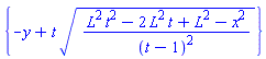 {-y+t*((L^2*t^2-2*L^2*t+L^2-x^2)/(t-1)^2)^(1/2)}