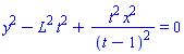 y^2-L^2*t^2+t^2*x^2/(t-1)^2 = 0