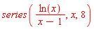 series(ln(x)/(x-1), x, 8)