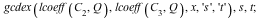 gcdex(lcoeff(C[2], Q), lcoeff(C[3], Q), x, 's', 't'), s, t; 1