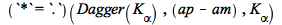 (`*` = `.`)(Dagger(`K__&alpha;`), `+`(ap, `-`(am)), `K__&alpha;`)