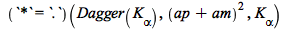 (`*` = `.`)(Dagger(`K__&alpha;`), `*`(`^`(`+`(ap, am), 2)), `K__&alpha;`)