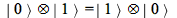 `&otimes;`(Ket(0), Ket(1)) = `&otimes;`(Ket(0), Ket(1))