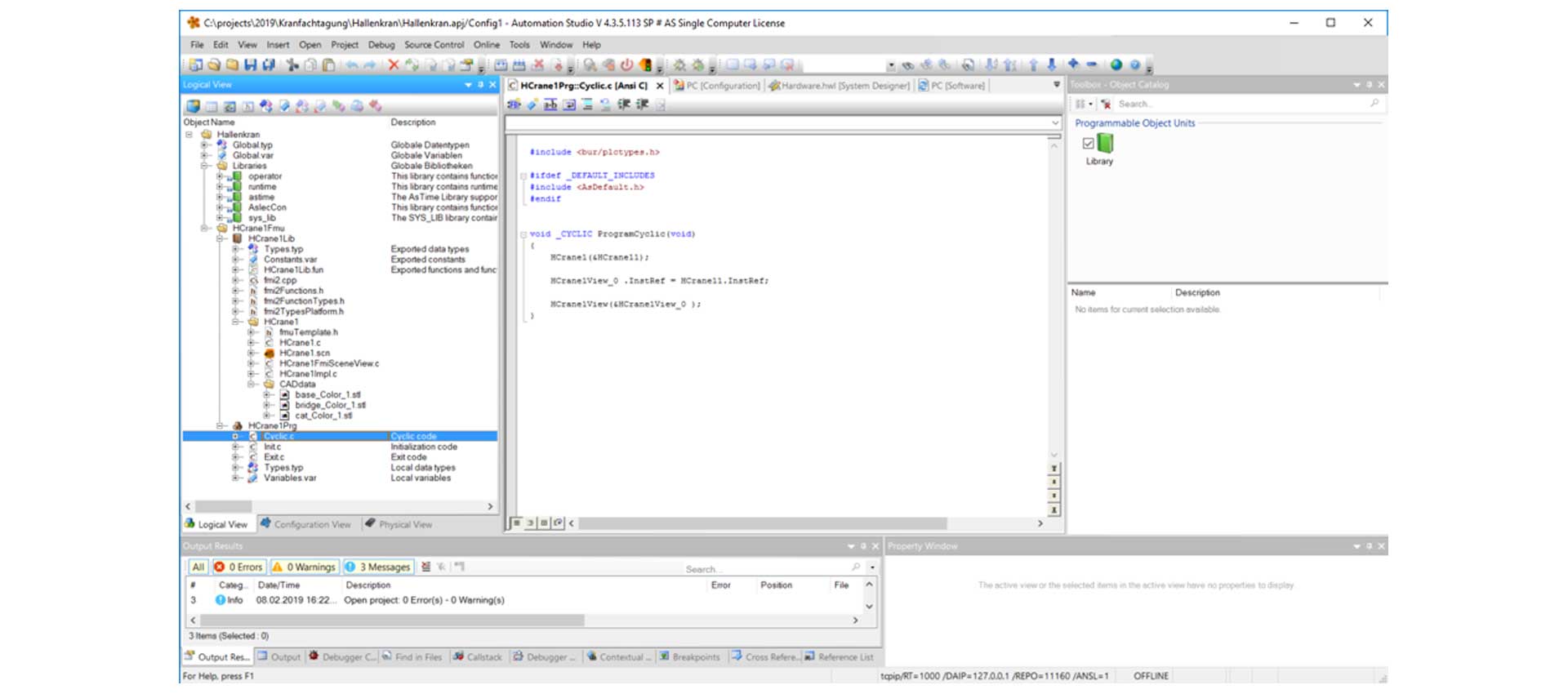 The FMU object from MapleSim included in B&R Automation Studio.