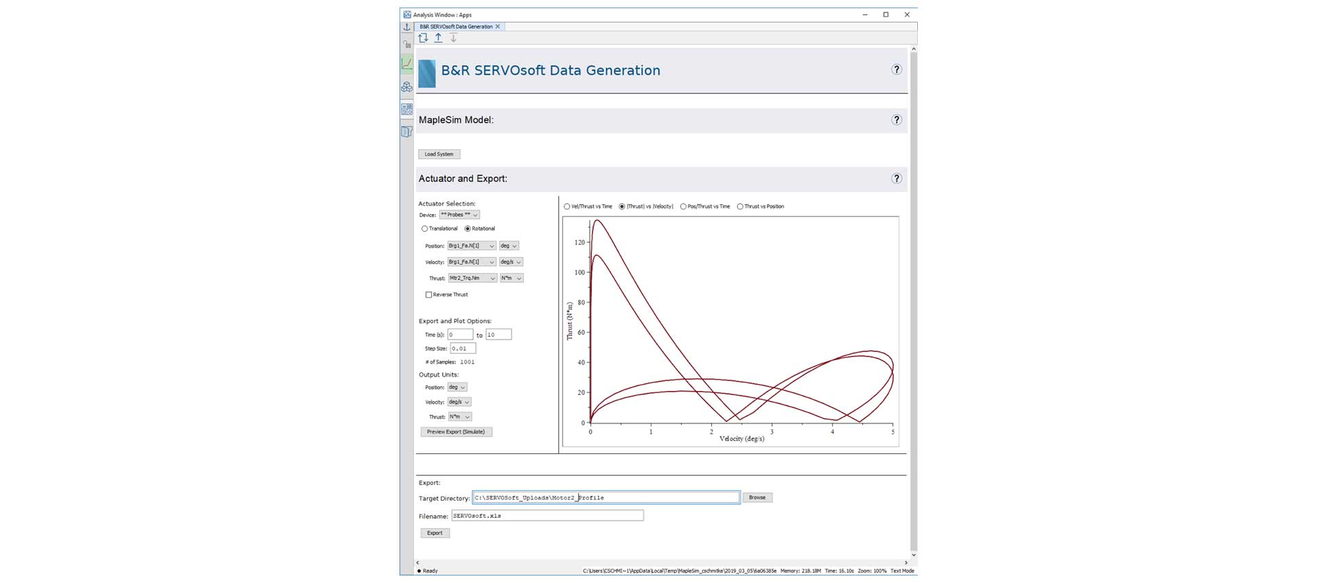 B&R SERVOSoft Data Generation App.