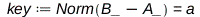 key := Physics:-Vectors:-Norm(Physics:-Vectors:-`+`(B_, `+`(`-`(A_)))) = a; 