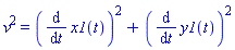 v^2 = (diff(x1(t), t))^2+(diff(y1(t), t))^2
