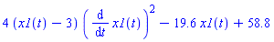 4*(x1(t)-3)*(diff(x1(t), t))^2-19.6*x1(t)+58.8