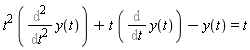 t^2*(Diff(y(t), t, t))+t*(Diff(y(t), t))-y(t) = t