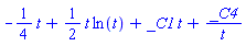 -(1/4)*t+(1/2)*t*ln(t)+_C1*t+_C4/t
