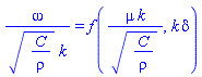omega/((C/rho)^(1/2)*k) = f(mu*k/(C/rho)^(1/2), k*delta)