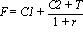 F = C1+(C2+T)/(1+r)