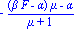 -((beta*F-alpha)*mu-alpha)/(mu+1)