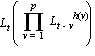 L[t]*(product(L[t-v]^h(v), v = 1 .. p))