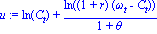 u := ln(C[t])+ln((1+r)*(omega[t]-C[t]))/(1+theta)
