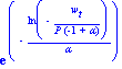 exp(-ln(-w[t]/(P*(-1+alpha)))/alpha)