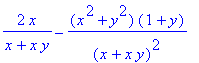 2*x/(x+x*y)-(x^2+y^2)/(x+x*y)^2*(1+y)