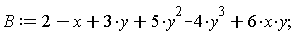 B := -4*y^3+6*x*y+5*y^2-x+3*y+2