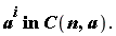 "a^(i  )in C(n,a)."