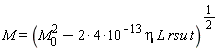 M = (M[0]^2-(2*4)*10^(-13)*eta*L*rsu*t)^(1/2)