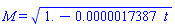 M = (1.-0.17387e-5*t)^(1/2)