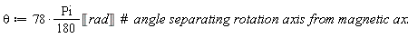 theta := (78*((1/180)*Pi))*Unit('rad')