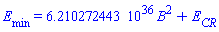 E[min] = 0.6210272443e37*B^2+E[CR]