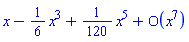 series(x-(1/6)*x^3+(1/120)*x^5+O(x^7),x,7)