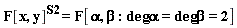 "F[x,y]^(S2)=F[alpha, beta :degalpha=degbeta=2]"