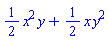 (1/2)*x^2*y+(1/2)*x*y^2