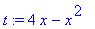 t := 4*x-x^2