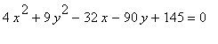 4*x^2+9*y^2-32*x-90*y+145 = 0