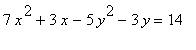 7*x^2+3*x-5*y^2-3*y = 14