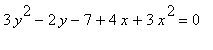 3*y^2-2*y-7+4*x+3*x^2 = 0