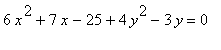 6*x^2+7*x-25+4*y^2-3*y = 0