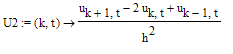 U2 := proc (k, t) options operator, arrow; (u[k+1,t]-2*u[k,t]+u[k-1,t])/(h^2) end proc