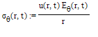 sigma[theta](r,t) := u(r,t)*E[theta](r,t)/r