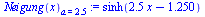 `assign`(Neigung(x)[a = 2.5], sinh(`+`(`*`(2.5, `*`(x)), `-`(1.250))))