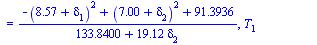 cos(alpha) = `/`(`*`(`+`(`-`(`*`(`^`(`+`(7.00, delta[2]), 2))), `*`(`^`(`+`(8.57, delta[1]), 2)), 91.3936)), `*`(`+`(163.8584, `*`(19.12, `*`(delta[1]))))), cos(beta) = `/`(`*`(`+`(`-`(`*`(`^`(`+`(8.5...
