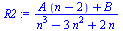 `/`(`*`(`+`(`*`(A, `*`(`+`(n, `-`(2)))), B)), `*`(`+`(`*`(`^`(n, 3)), `-`(`*`(3, `*`(`^`(n, 2)))), `*`(2, `*`(n)))))