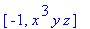 [-1, x^3*y*z]