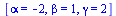 [alpha = -2, beta = 1, gamma = 2]