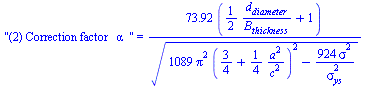 (2) Correction factor   &alpha;  