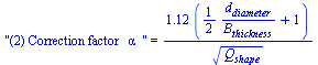 (2) Correction factor   &alpha;  