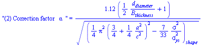 (2) Correction factor   &alpha;  