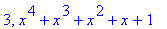 3, x^4+x^3+x^2+x+1