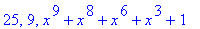 25, 9, x^9+x^8+x^6+x^3+1
