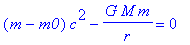 (m-m0)*c^2-G*M*m/r = 0